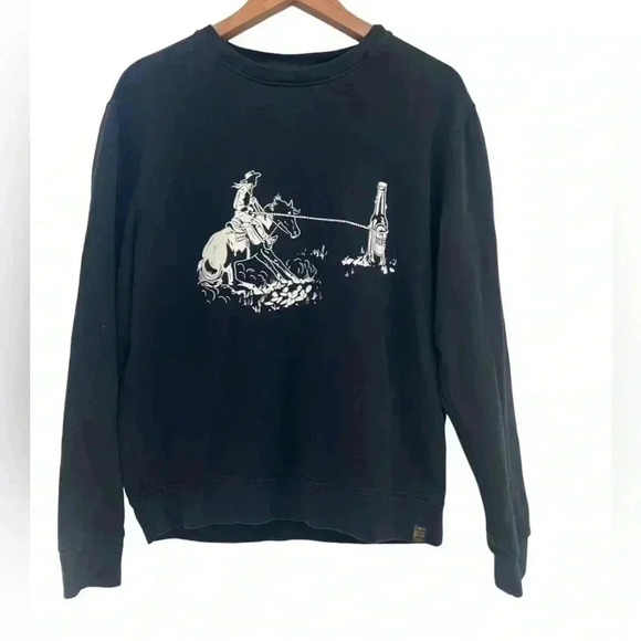 Lucky Brand Lasso Sueded Crew Sweatshirt. Black Size Medium - Picture 2 of 9